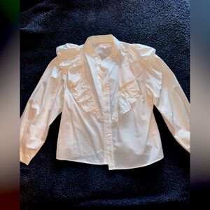 XIRENA - WHITE RUFFLE BLOUSE SIZE SMALL.